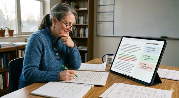 Teacher marking some essays